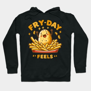 Fry Day Feels | Cute potato with text Friday feels | Funny Potato Puns Hoodie